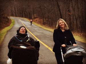 Young family going for a walk