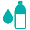 water droplet next to a water bottle